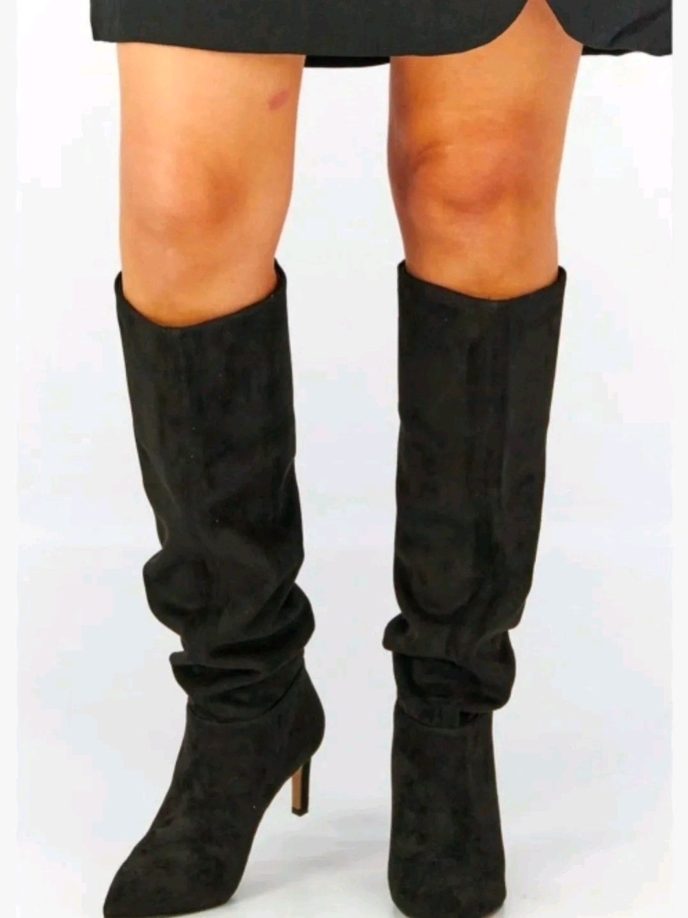 BCBGeneration Black Knee-High Slouch Suede Stiletto Boots